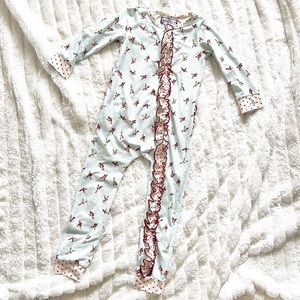 Sweet Honey Dreamer PJs - Ruffled Blue Holly Christmas Pajamas